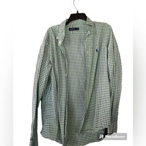 Polo‎ Ralph Lauren Men’s Green and purple Gingham Long Sleeve. Size XL.